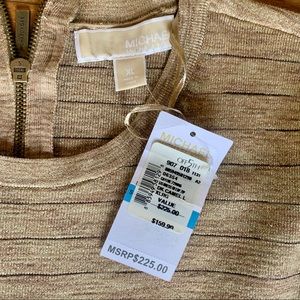 MICHAEL KORS  NWT gold striped mini dress Sz XL